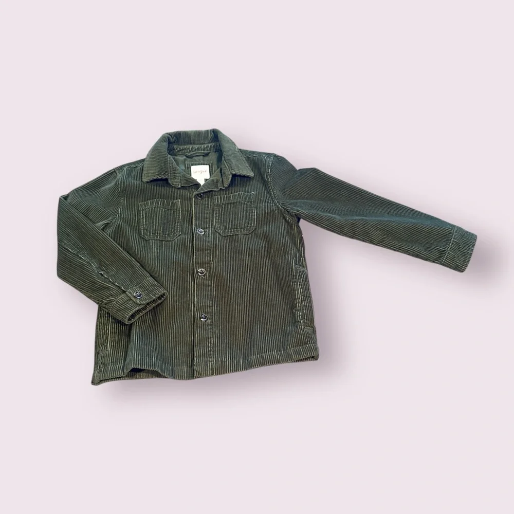 Youth Cat & Jack Dark Green Corduroy Button-Up Jacket Size S (6/7)